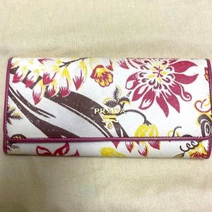 Authentic Prada floral saffiano wallet